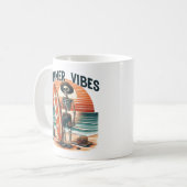 Summer Vibes Skeleton Surfer Sunset Beach Design Kaffeetasse (Vorderseite Links)