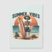 Summer Vibes Skeleton Surfer Sunset Beach Design Magnetkarte (Vorderseite)