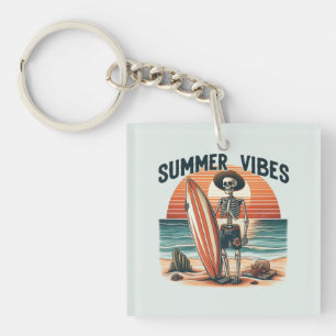 Summer Vibes Skeleton Surfer Sunset Beach Design Schlüsselanhänger