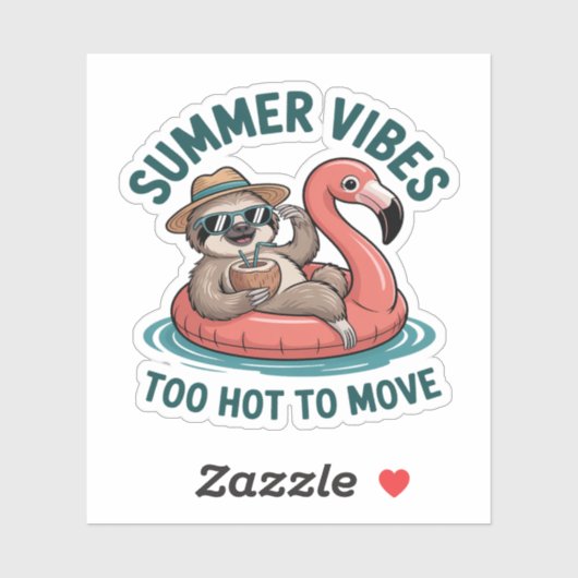 Summer Vibes Sloth Funny Lazy Float 2 Aufkleber (Blatt)