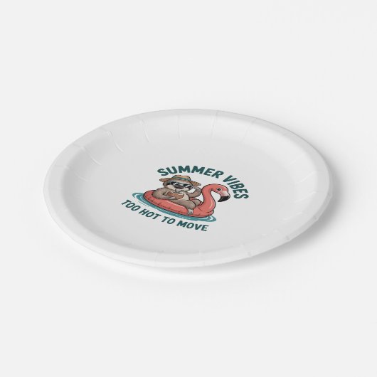 Summer Vibes Sloth Funny Lazy Float 2 Pappteller (Schrägansicht)