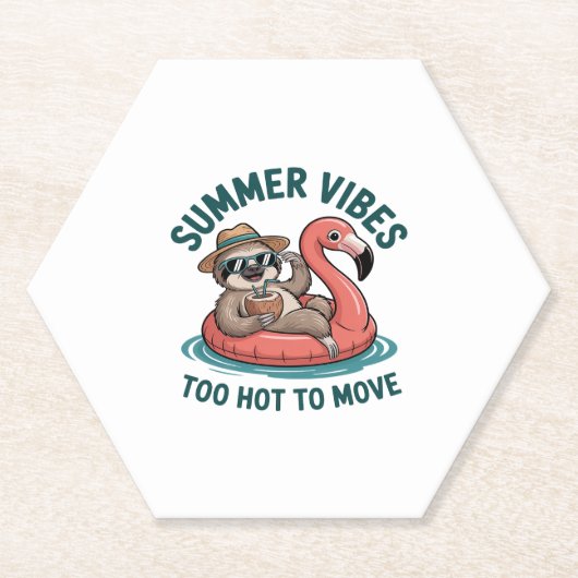 Summer Vibes Sloth Funny Lazy Float 2 Untersetzer (Vorderseite)