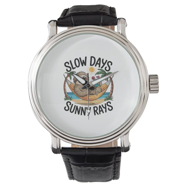 Summer Vibes Sloth Funny Lazy Float Armbanduhr (Vorderseite)