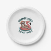 Summer Vibes Sloth Funny Lazy Float Pappteller (Vorderseite)