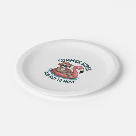 Summer Vibes Sloth Funny Lazy Float Pappteller (Schrägansicht)
