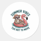 Summer Vibes Sloth Funny Lazy Float Runder Aufkleber (Vorderseite)