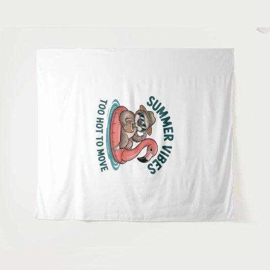 Summer Vibes Sloth Funny Lazy Float Wandteppich (Vorderseite (Horizontal))