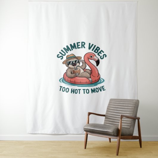 Summer Vibes Sloth Funny Lazy Float Wandteppich (Beispiel)