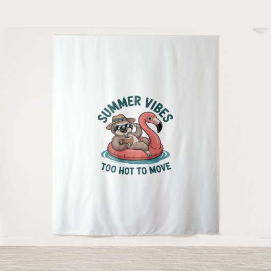 Summer Vibes Sloth Funny Lazy Float Wandteppich (Vorderseite)