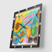 Summer Vibes Sun Fun Quadratische Wanduhr (Winkel)