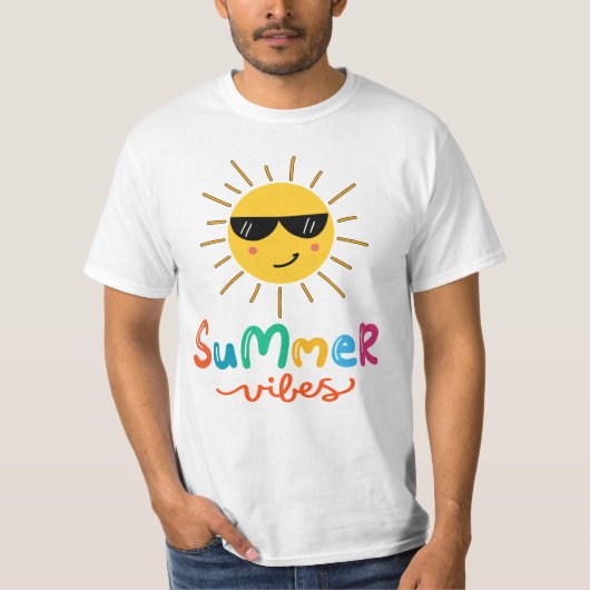 Summer Vibes Sun Men White T-Shirt (Vorderseite)