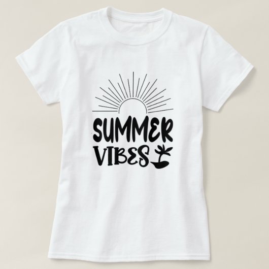 Summer Vibes Sun und Palm Tree Trendy T - Shirt (Design vorne)
