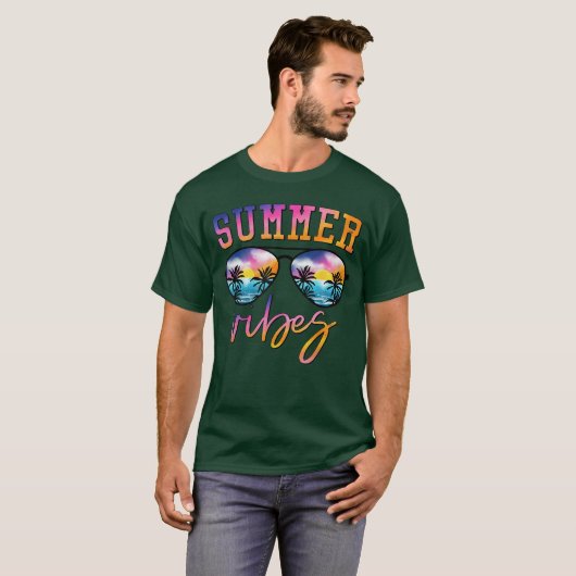 Summer Vibes Sunglasses With Palm Tree Funny Beach T-Shirt (Vorne ganz)