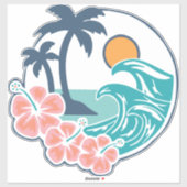 Summer Vibes Sunset Beach, Retro Vintager Sommer Aufkleber (Blatt)