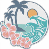 Summer Vibes Sunset Beach, Retro Vintager Sommer Aufkleber (Vorderseite)
