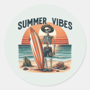 Summer Vibes - Surfer Runder Aufkleber