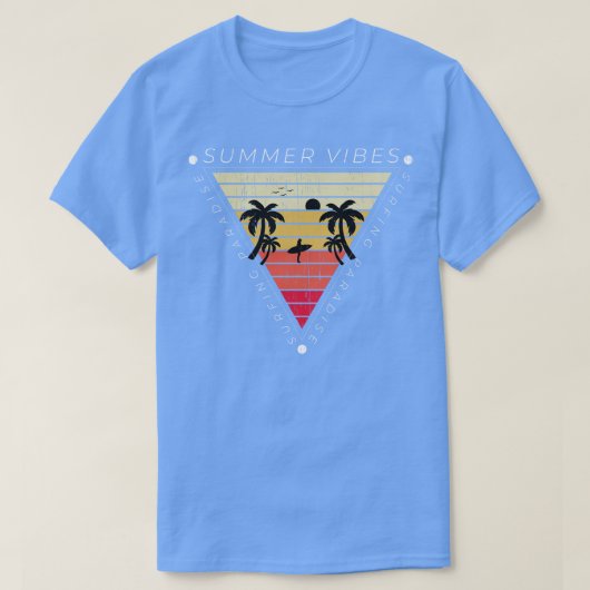 Summer Vibes Surfparadies Vintag Retro Sonnenunter T-Shirt (Design vorne)