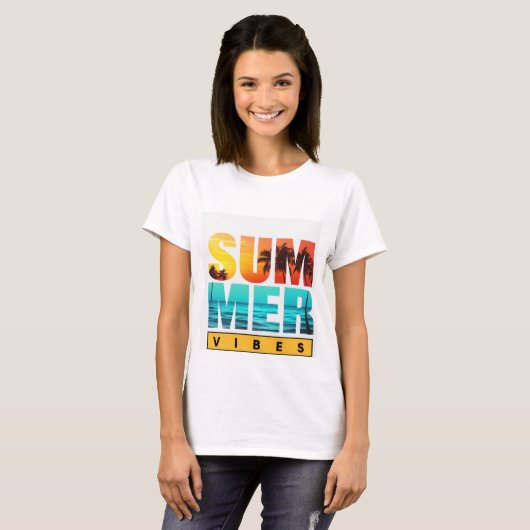Summer Vibes T - Shirt Design - Hell, Spaß (Vorne ganz)