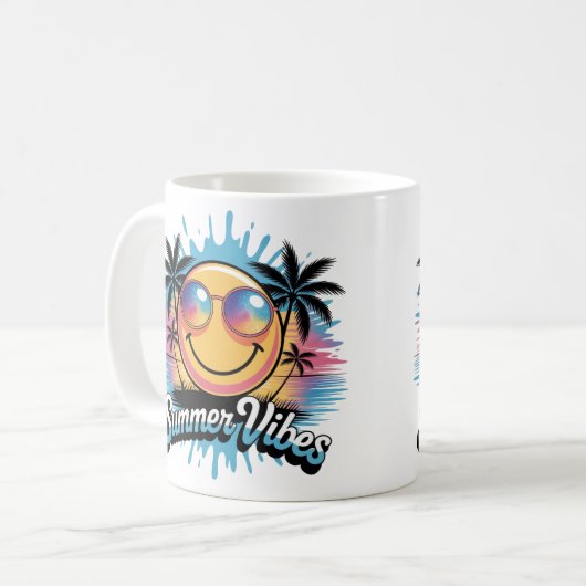 Summer Vibes Tasse Neon Smiley, farbenfrohe Gestal (Vorderseite Links)