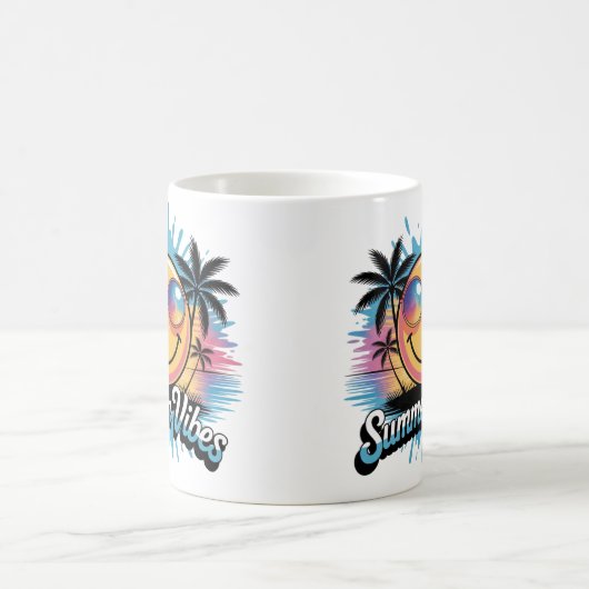 Summer Vibes Tasse Neon Smiley, farbenfrohe Gestal (Mittel)