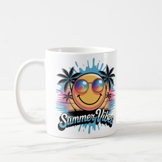 Summer Vibes Tasse Neon Smiley, farbenfrohe Gestal (Links)