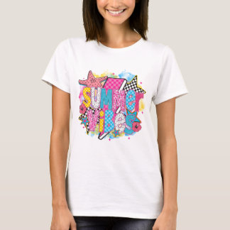 Summer Vibes Torn Collage - Retro Watercolor Beach T-Shirt