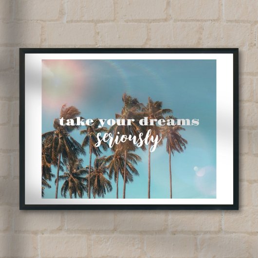 Summer vibes Träume Strand Zitat Palmen Poster