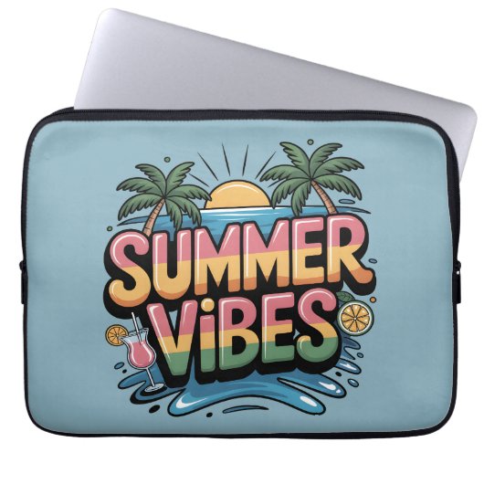 Summer Vibes Tropical Beach Laptopschutzhülle (Vorderseite)