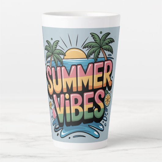 Summer Vibes Tropical Beach Milchtasse (Vorderseite)