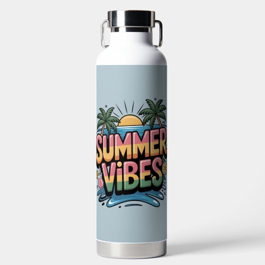 Summer Vibes Tropical Beach Trinkflasche (Vorderseite)