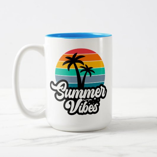 Summer Vibes Tropical Lake Scene-32922 Zweifarbige Tasse (Links)