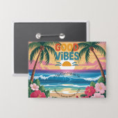 Summer Vibes Tropical Notebook Button (Vorderseite/Rückseite)