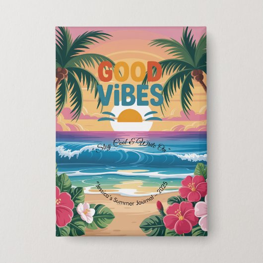 Summer Vibes Tropical Notebook Button (Vorderseite)