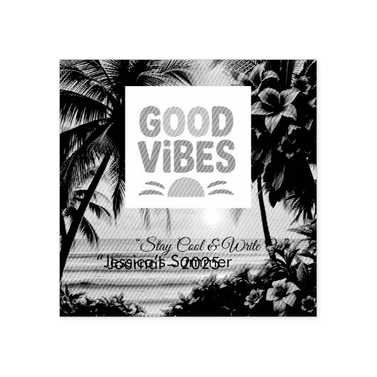 Summer Vibes Tropical Notebook Gummistempel (Prägung)