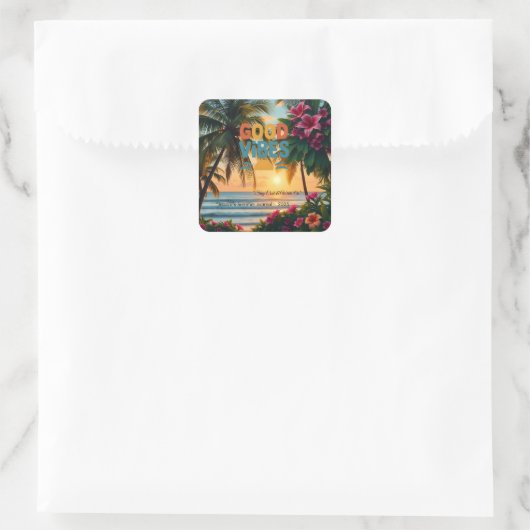 Summer Vibes Tropical Notebook Quadratischer Aufkleber (Tasche)