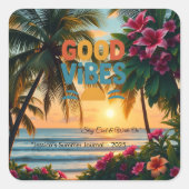 Summer Vibes Tropical Notebook Quadratischer Aufkleber (Vorderseite)