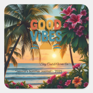 Summer Vibes Tropical Notebook Quadratischer Aufkleber