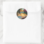 Summer Vibes Tropical Notebook Runder Aufkleber (Tasche)