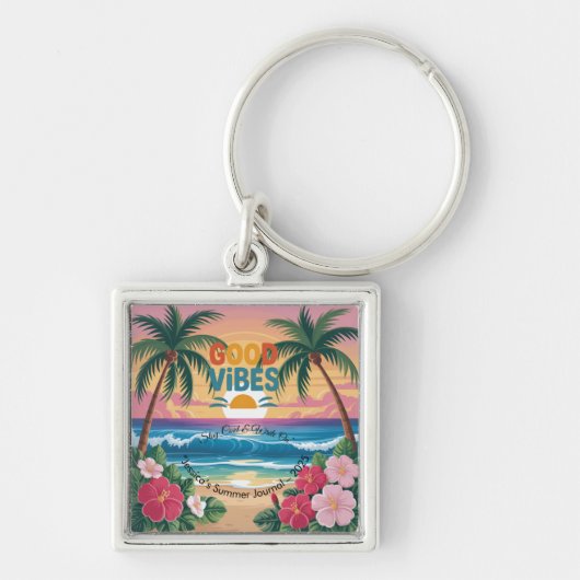 Summer Vibes Tropical Notebook Schlüsselanhänger (Vorne)