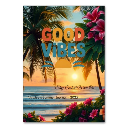 Summer Vibes Tropical Notebook Tischnummer (Vorderseite)