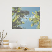 Summer Vibes Tropical Palm Tree Green Blue Sky Poster (Küche)