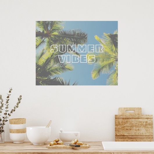 Summer Vibes Tropical Palm Tree Green Blue Sky Poster (Küche)