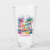 Summer Vibes Tropical Palm Tree Ozean farbenfroh Glas (Rückseite)