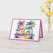 Summer Vibes Tropical Palm Tree Ozean farbenfroh Karte (Gelbe Blume)