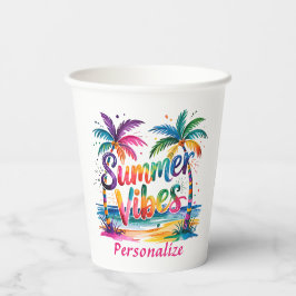 Summer Vibes Tropical Palm Tree Ozean farbenfroh Pappbecher