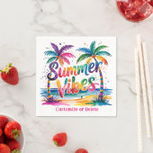 Summer Vibes Tropical Palm Tree Ozean Personalisie Serviette (Beispiel)