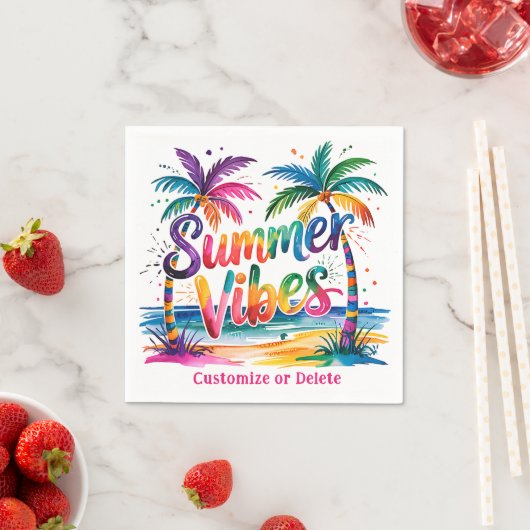 Summer Vibes Tropical Palm Tree Ozean Personalisie Serviette (Beispiel)