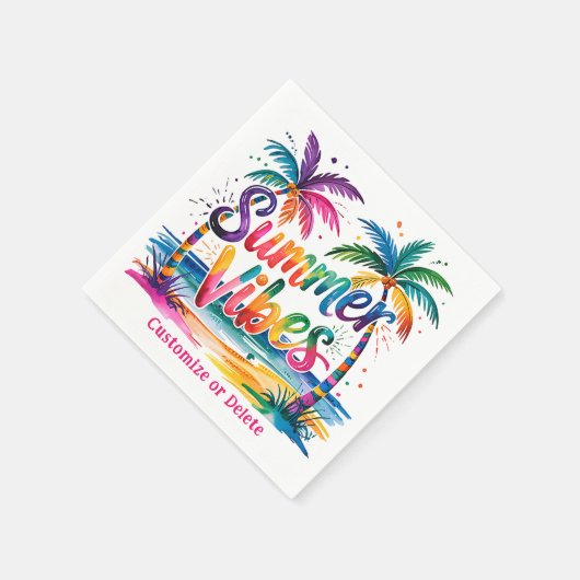 Summer Vibes Tropical Palm Tree Ozean Personalisie Serviette (Ecke)