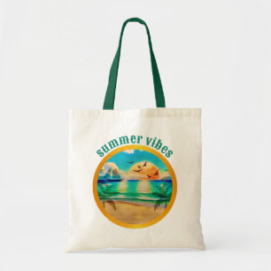 Summer Vibes, tropisches Beach Sunset Design Tragetasche