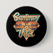 Summer Vibes | Vintage Sonnenbrille | Beach Sunset Button (Vorderseite)